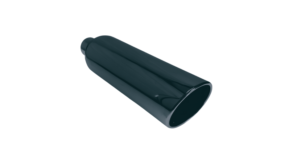 Exhaust Addicts | Exhaust Tip 6.00" X 12.00" Long 2.50" Inlet  Rolled Slant Black Chrome 304 Stainless (Copy)
