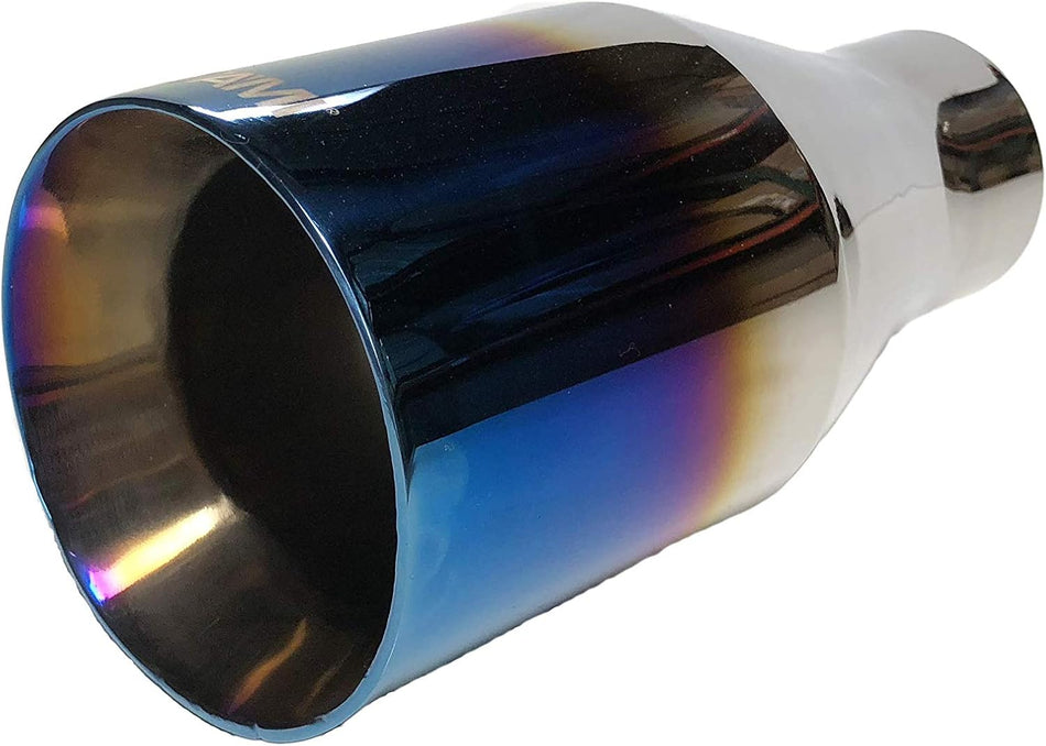 Netami | NT-2478 | Exhaust Tip Stainless Steel Double Wall Straight Cut Weld-on with Blue Burnt