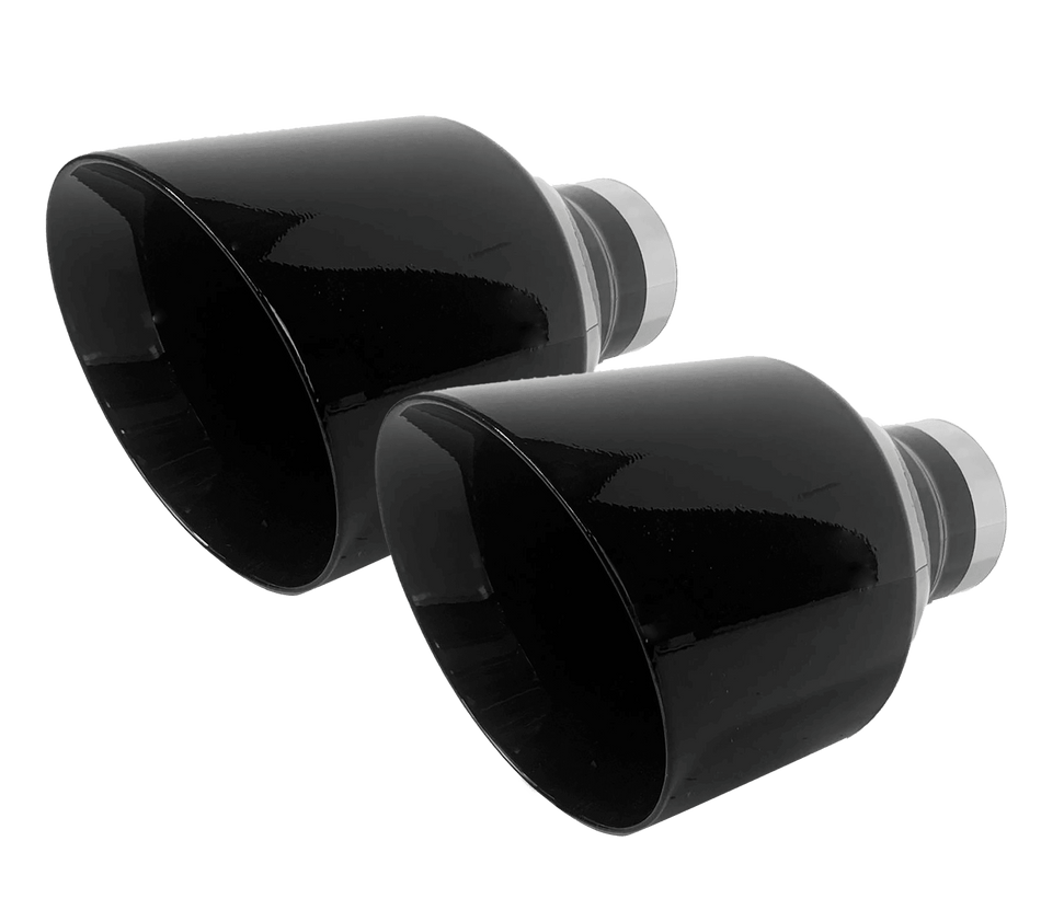 NETAMI | 5" Exhaust Tip Stainless Steel Gloss Black Powder Coated 2.5"ID x 5" OD x 8"L | 2 Pack