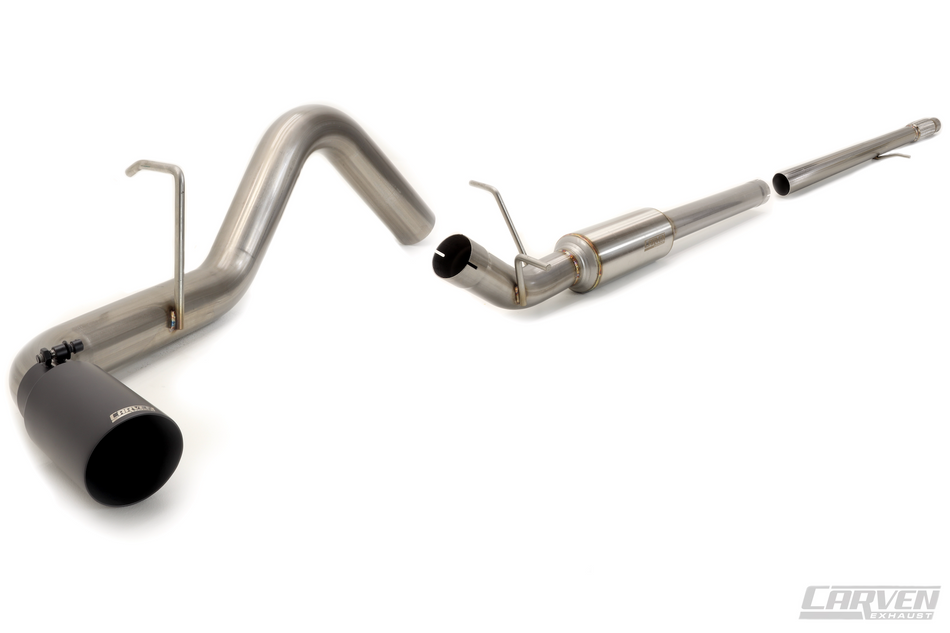 2010-2018 Silverado & Sierra 1500 Carven Exhaust PROGRESSIVE Series Cat-Back Exhaust Kit | 4.0” Single BLK Tip | CS1009