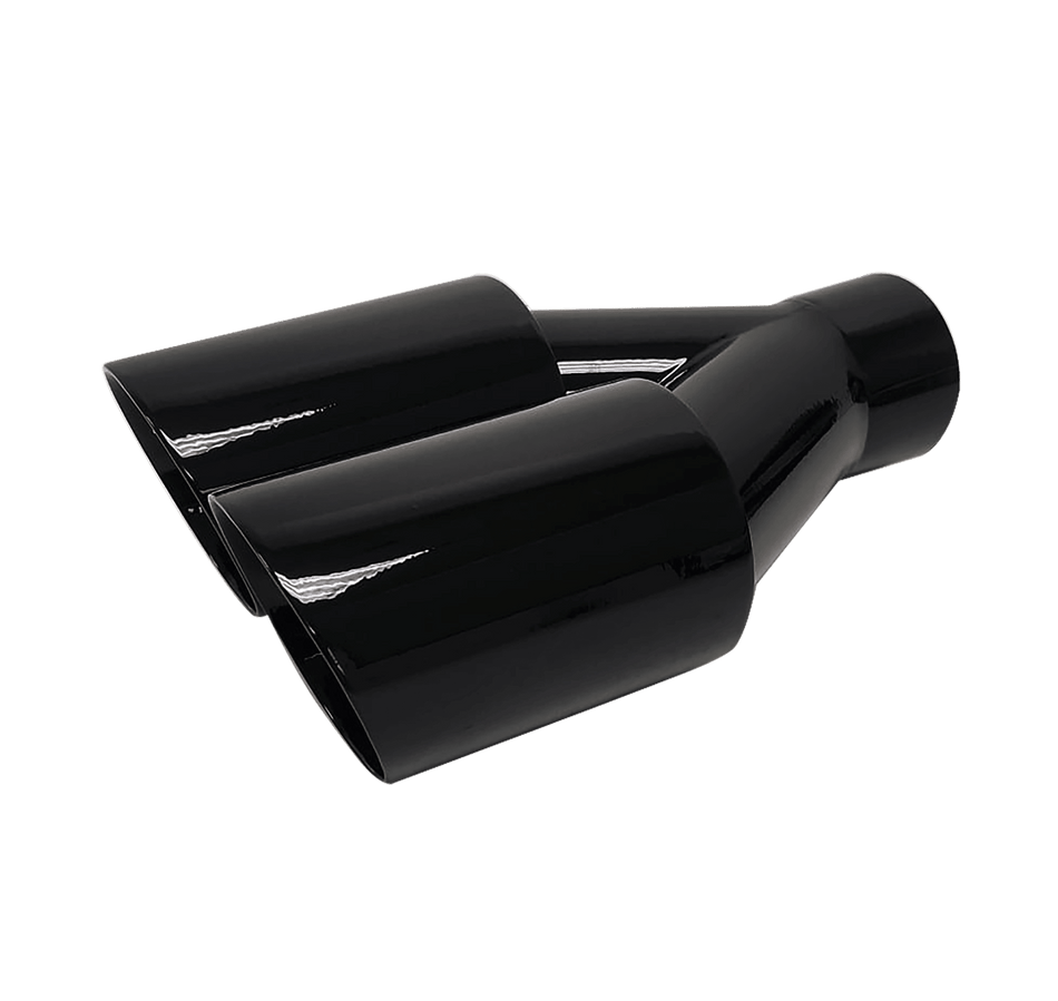 NETAMI | 1635BK Dual Exhaust Tip Stainless Steel Gloss Black Powder Coated 2.5"ID X 3.5"OD X 10"OL