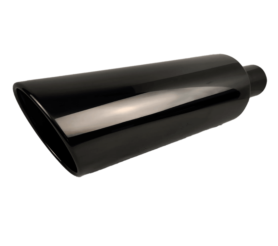 NETAMI |Truck Exhaust Tip Stainless Steel Black Chrome 2.5"ID x 6"OD x 18"L Angle Cut