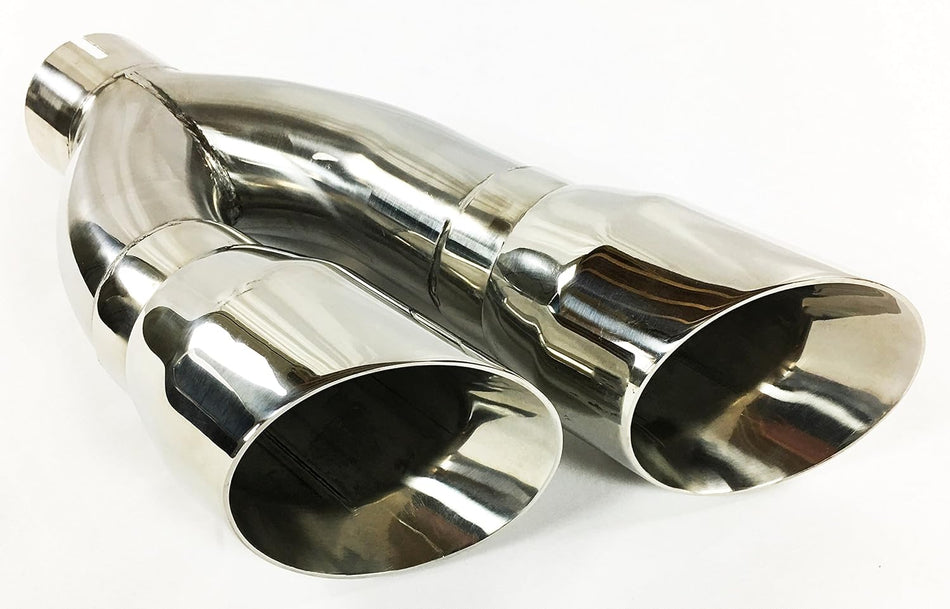 Exhaust Addicts | Exhaust Tip 3.00" Inlet 4.00" Outlet 16.00" long Dual Slant Angle Stainless Steel