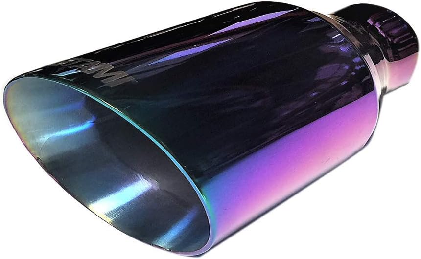 Netami | NT-2371 | Double Wall T304 Stainless Steel Exhaust Tip with Blue/Purple Shift Weld-on (Inlet 2.25"/Outlet 3.5" Purple)