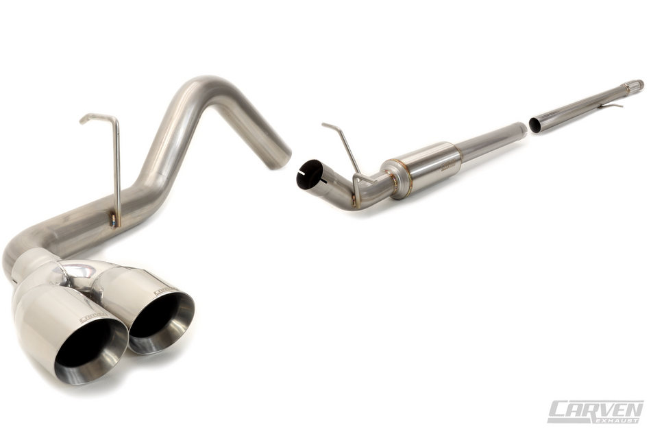 2010-2018 Silverado & Sierra 1500 Carven Exhaust PROGRESSIVE Series Cat-Back Exhaust Kit | Polished 4.0” Dual Exit Stainless Steel Tip | CS1019