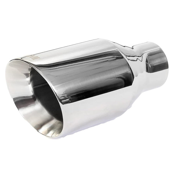 Netami | NT-2407 | Double Wall Chrome Polished Stainless Steel Exhaust Tip Weld-on Inlet x 2-1/4″ Outlet 3-1/2″ Length 8″