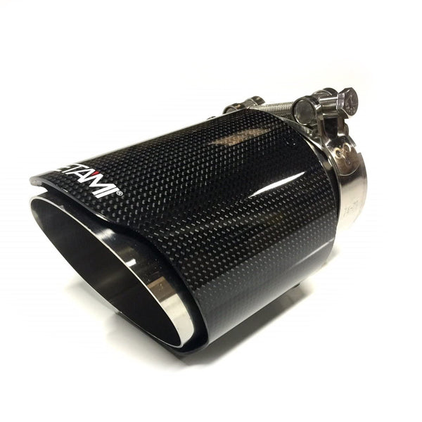 Netami | NT-2551 | Carbon Fiber Exhaust Tip Polish 2-1/2″ Inlet x 4″ Outlet x 7″ Length