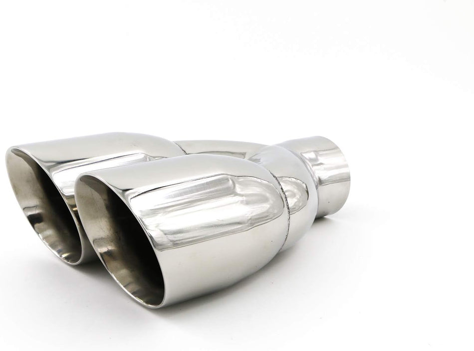 4 Inch Dual Stainless Steel Exhaust Tips | 4" Outlet/2.5" Inlet | Stainless | Exhaust Addicts Standard